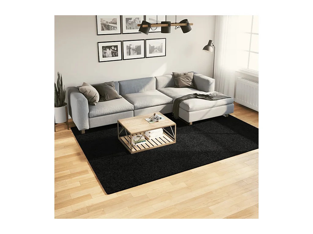 Tapis à poils courts noir 200x280 cm