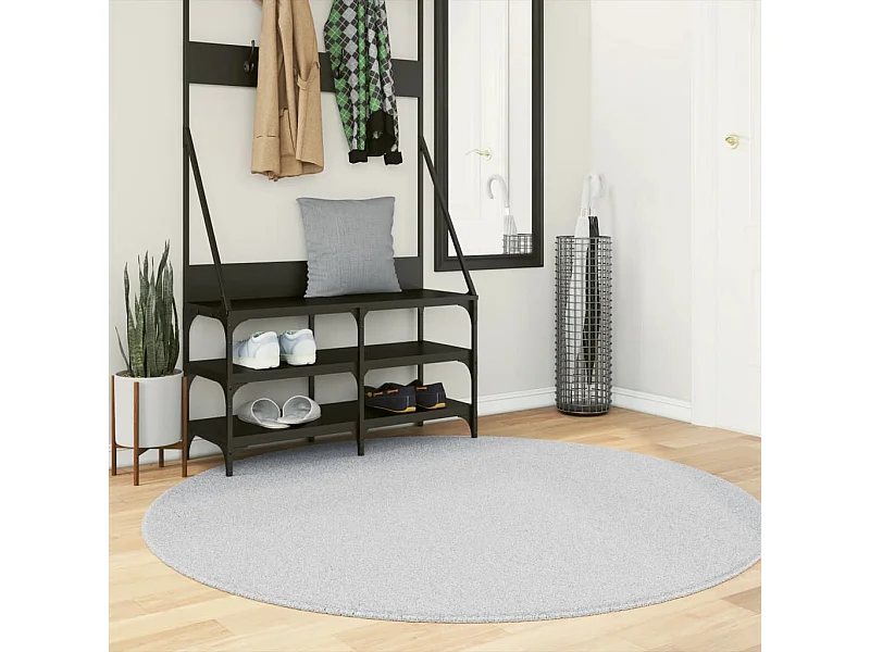 Tapete de pelo curto macio e lavável Ø 160 cm cinzento