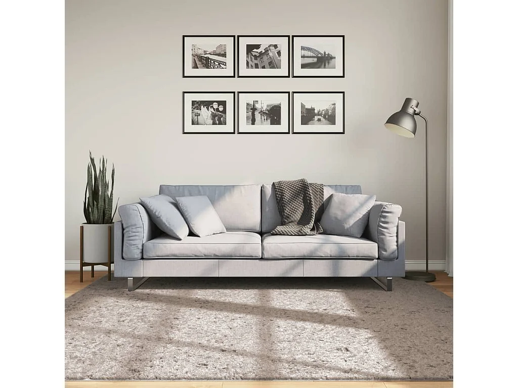 Tapete shaggy de pelo alto 200x200 cm bege