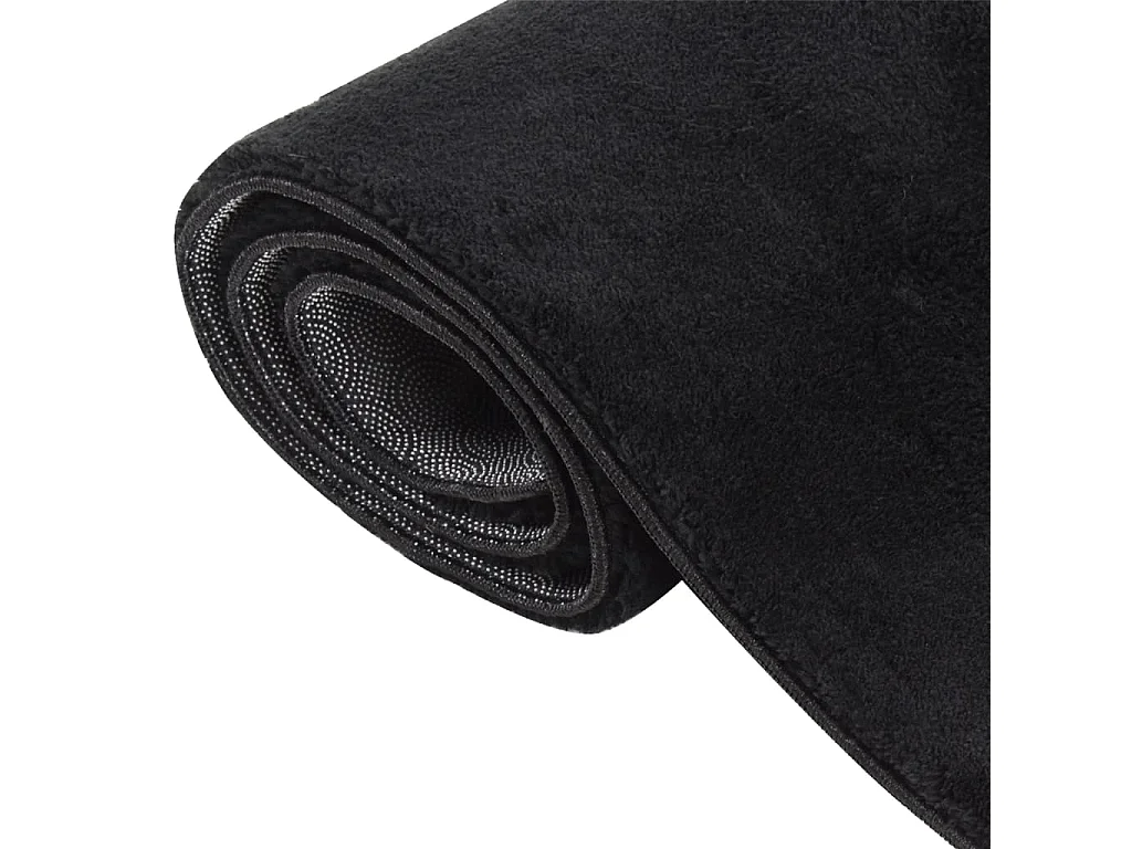 Alfombra de pelo corto esponjoso suave lavable negra 160x230 cm