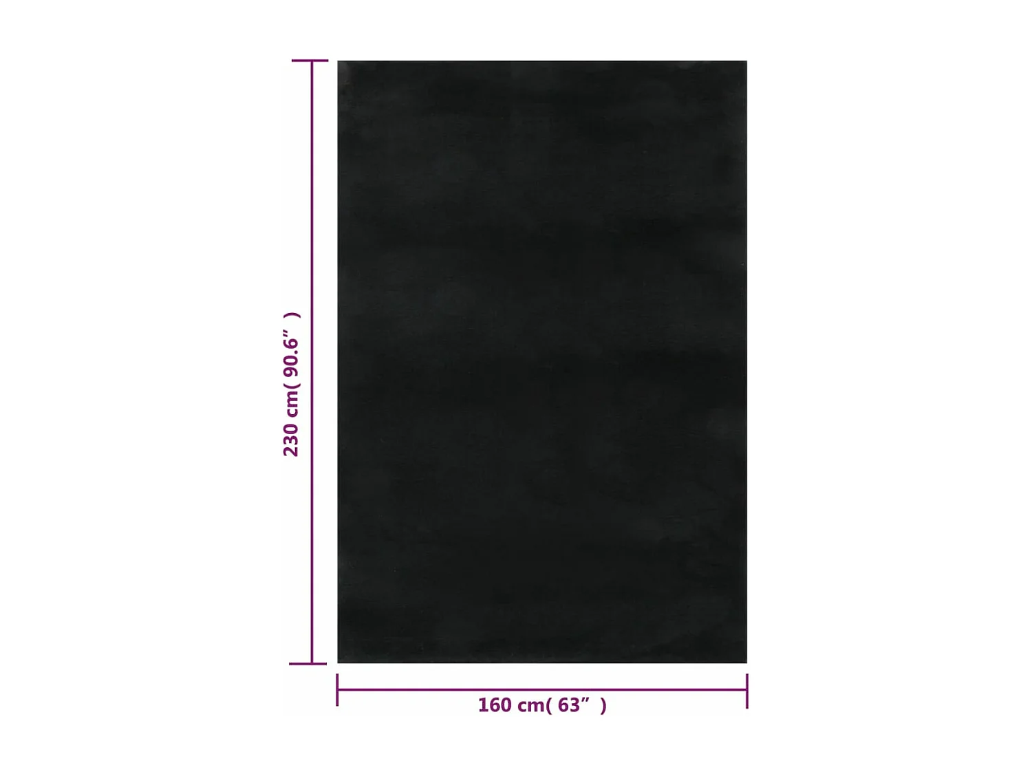 Alfombra de pelo corto esponjoso suave lavable negra 160x230 cm