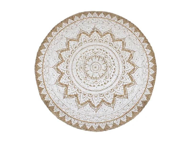 Tapis de sol jute tressée imprimée 240 cm rond