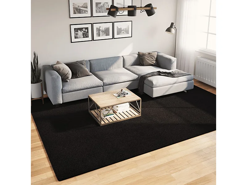 Alfombra de pelo corto suave lavable HUARTE negro 240x340 cm