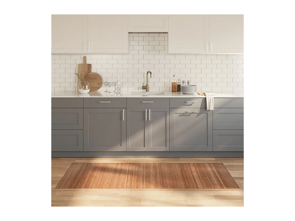 Tapete retangular 80x200 cm bambu cor natural