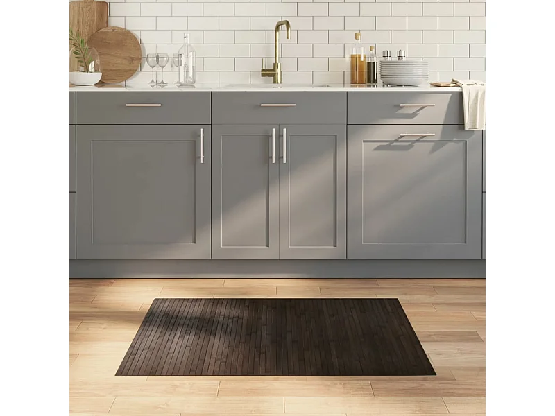 Tapis rectangulaire marron foncé 70x100 cm bambou