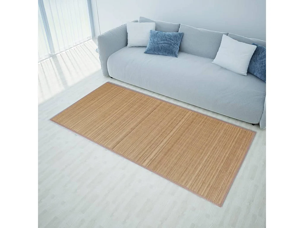 Tapis en bambou marron à latte rectangulaire 150 x 200 cm