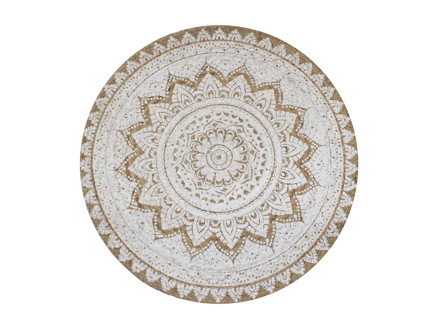 Tapis jute tressé imprimé 150 cm rond
