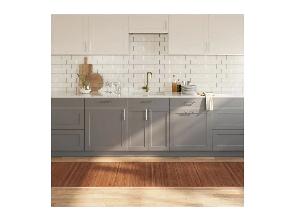 Tapete retangular 80x400 cm bambu castanho
