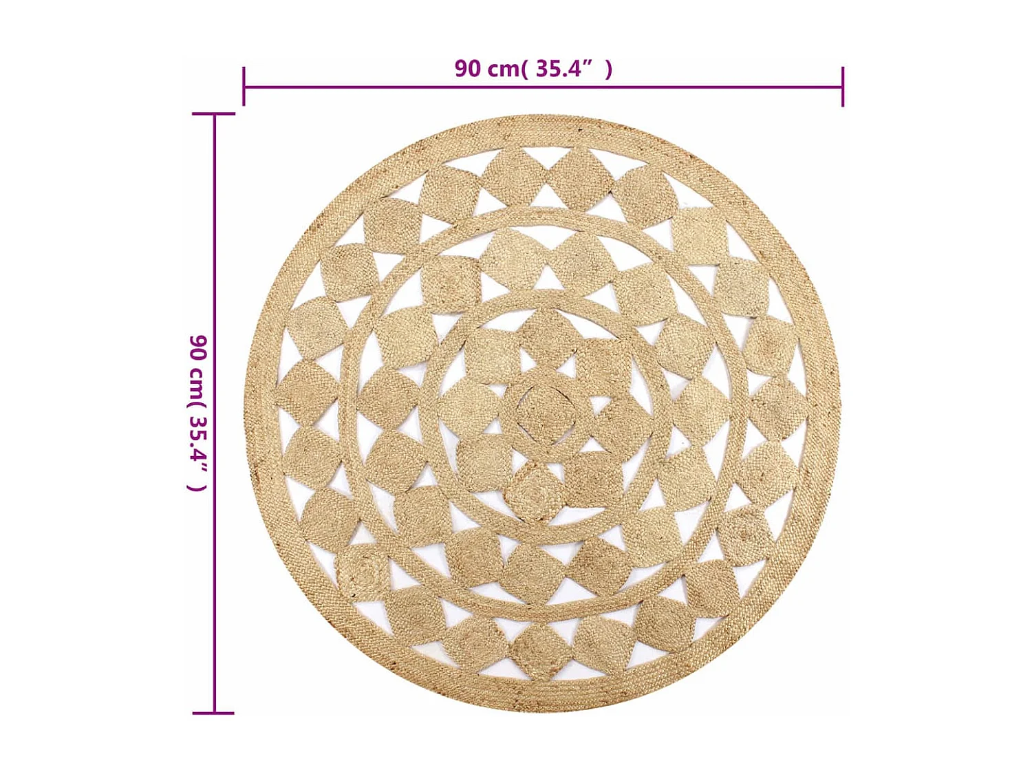 Tapis fait à la main jute tressée 90 cm