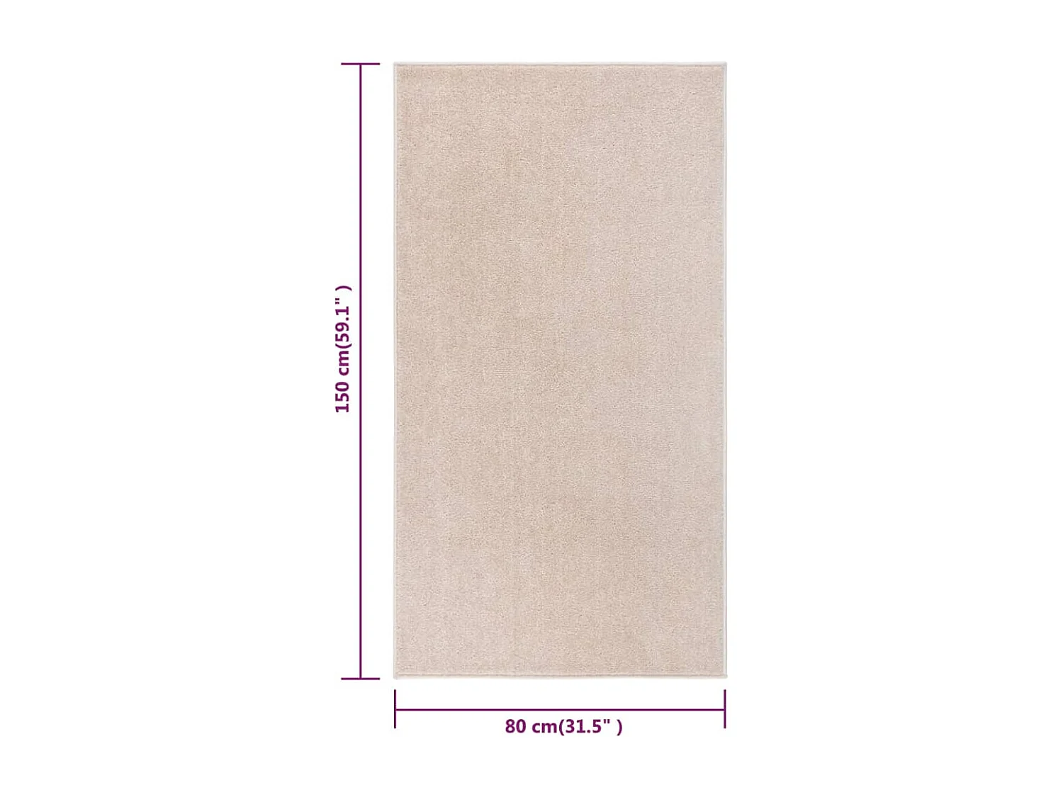 Tapis à poils courts 80x150 cm beige foncé