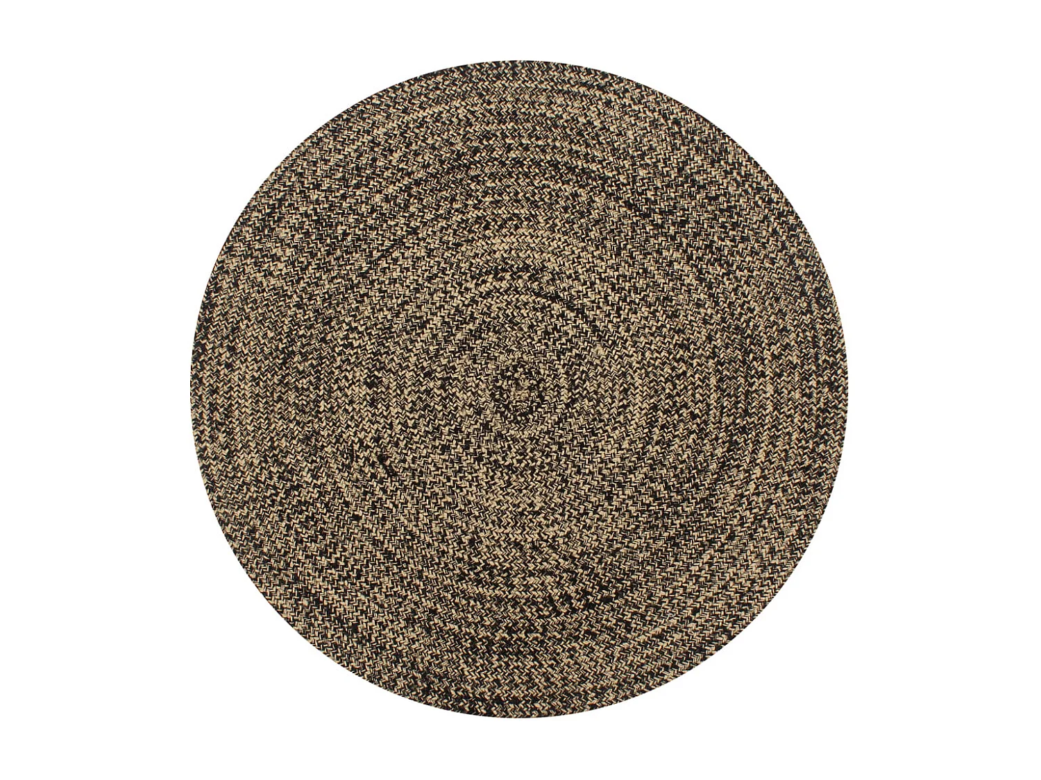 Tapis fait à la main jute noir et naturel 120 cm