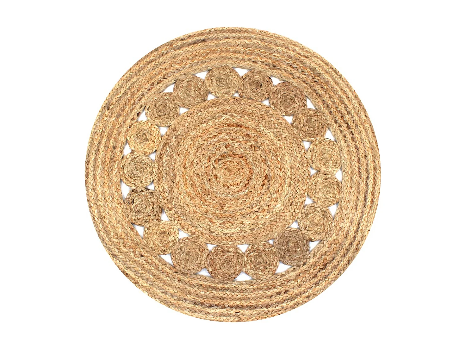 Tapis jute design tressé 90 cm rond