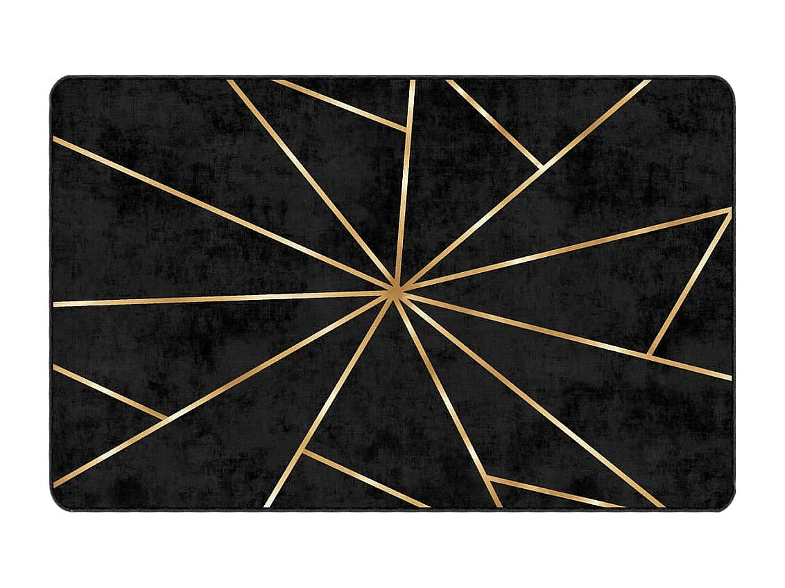 Alfombra lavable antideslizante negro y dorado 190x300 cm