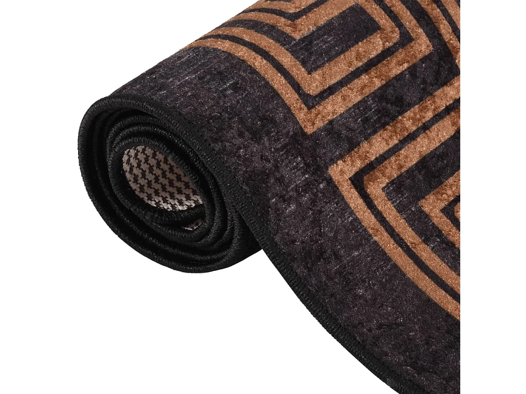Tapete lavável antiderrapante 400x300 cm preto e dourado