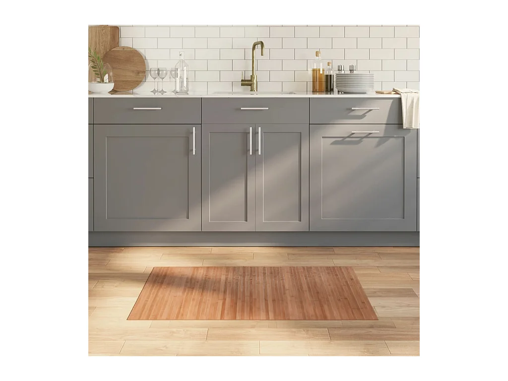 Alfombra rectangular bambú color natural 60x100 cm