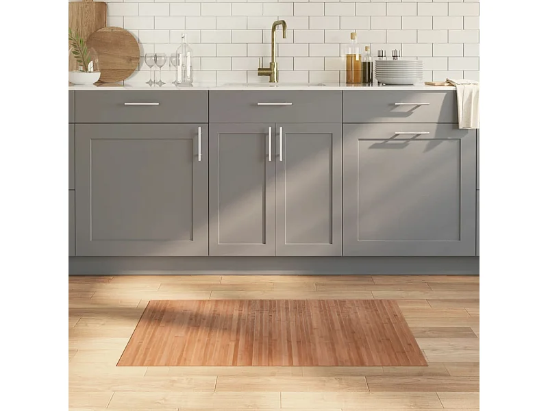 Tapete retangular 60x100 cm bambu cor natural