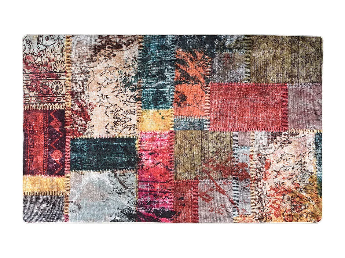 Tapis lavable antidérapant patchwork 160x230 cm multicolore