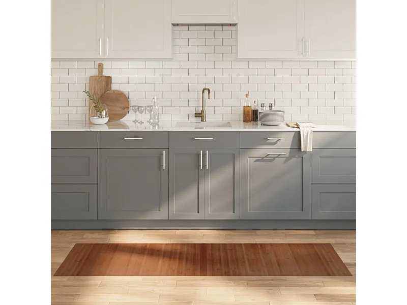 Tapis rectangulaire marron 60x200 cm bambou