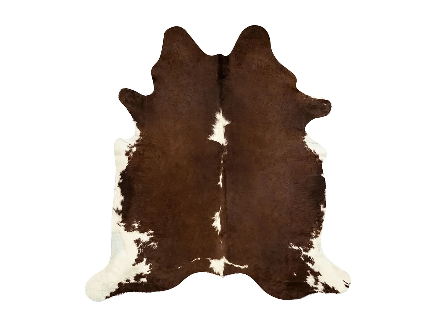 Alfombra de piel de vaca auténtica marrón y blanco 150x170 cm