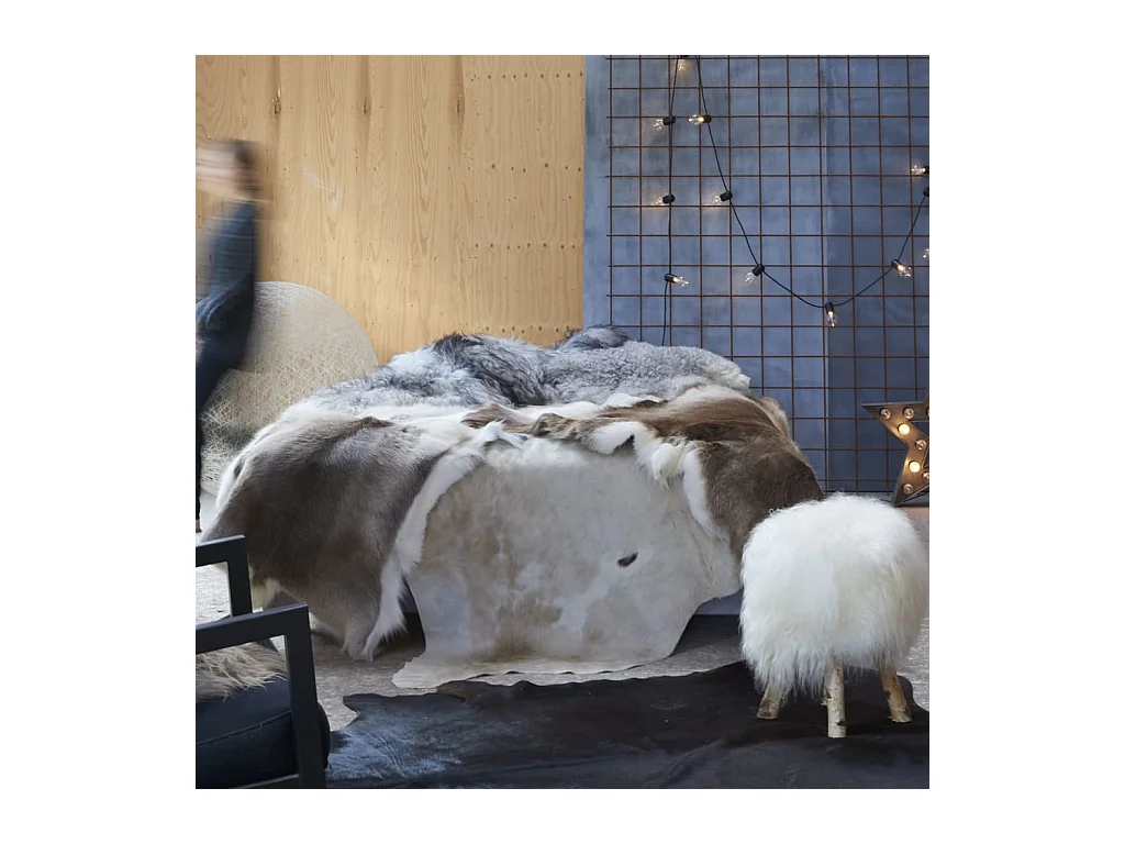 Tapis en peau de vache véritable marron et blanc 150 x 170 cm