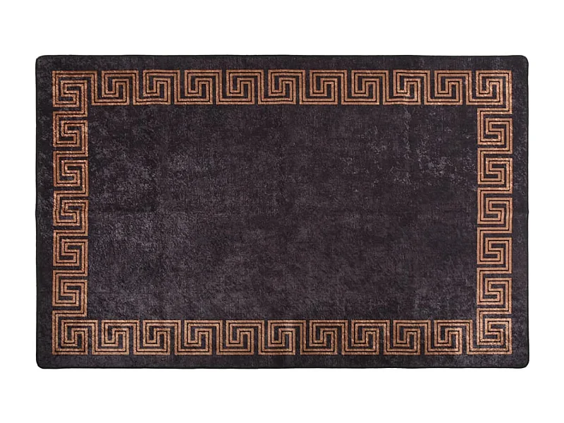 Tapete lavável antiderrapante 160x230 cm preto e dourado
