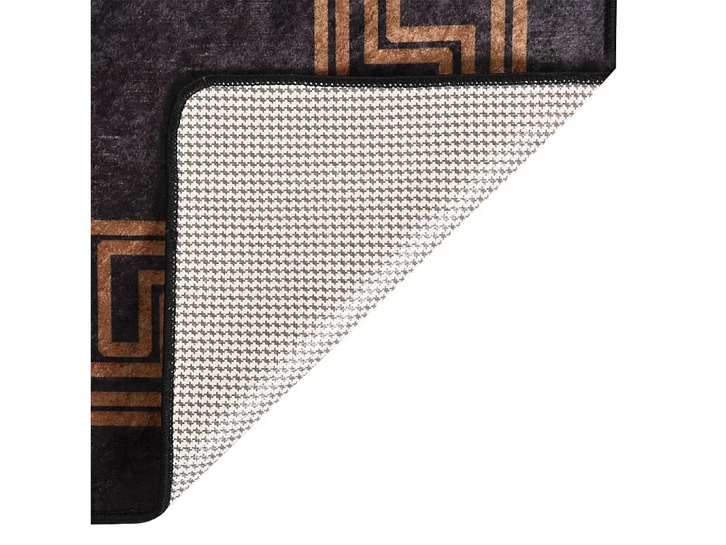 Tapis lavable antidérapant 160x230 cm noir et doré