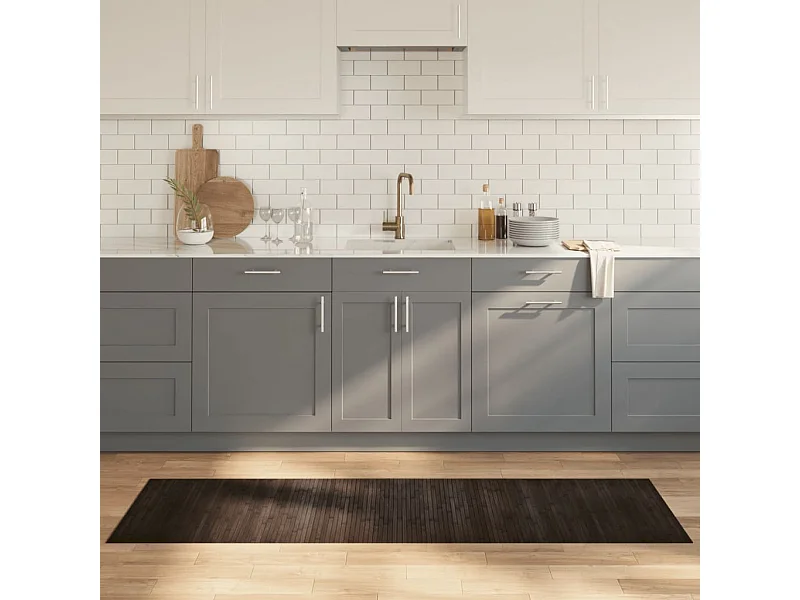 Alfombra rectangular bambú marrón oscuro 60x200 cm