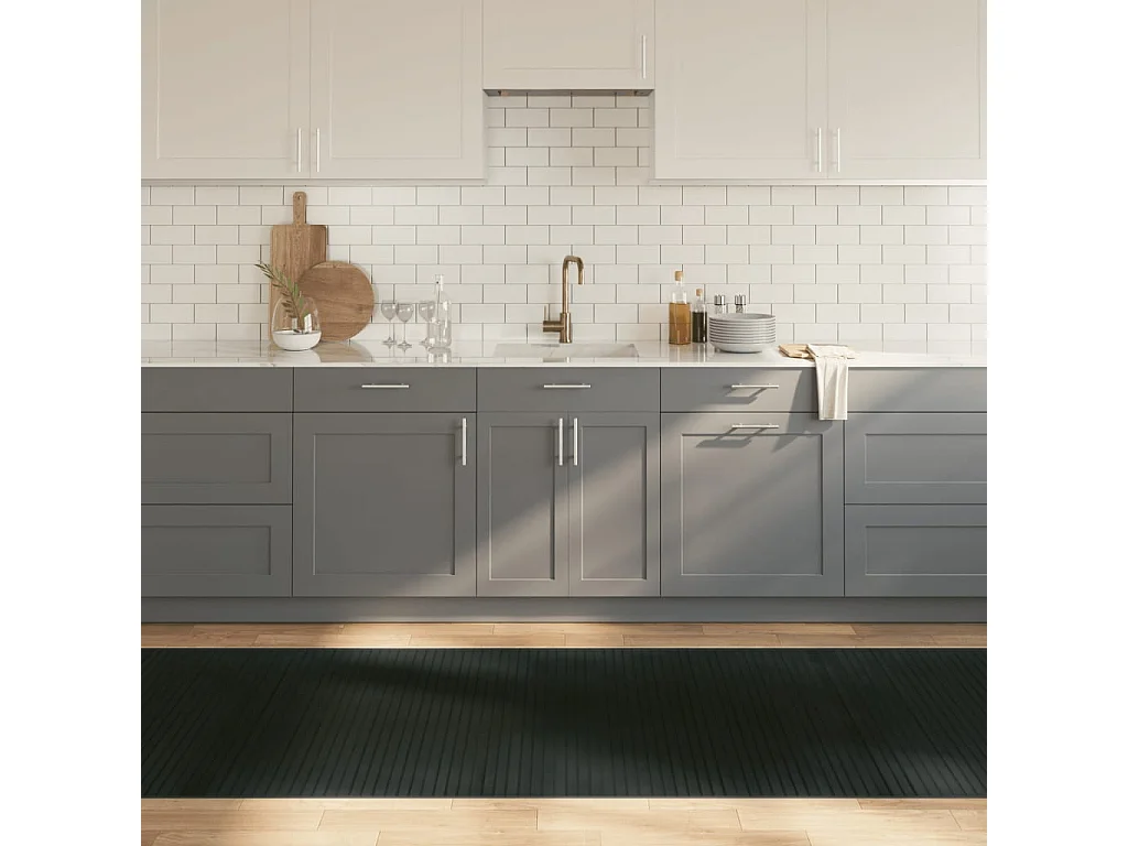 Tapis rectangulaire gris 100x1000 cm bambou