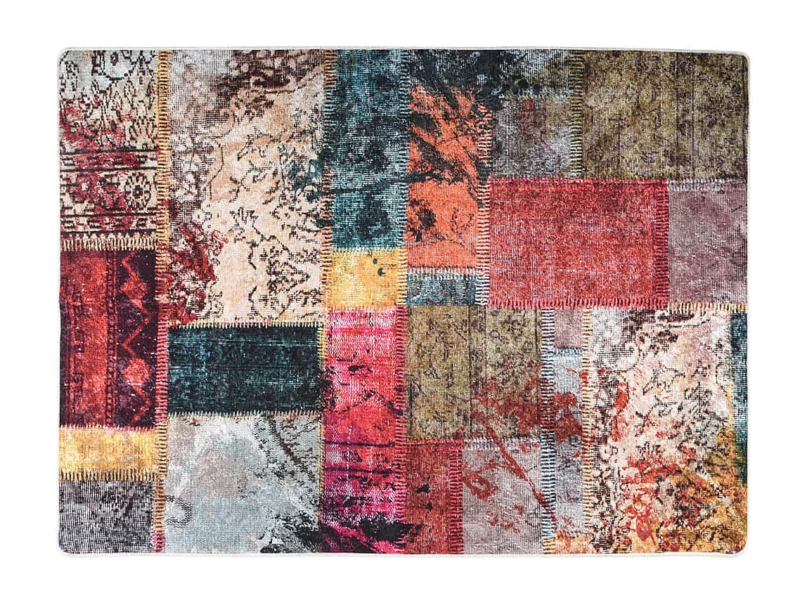 Tapete lavável antiderrapante 150x230 cm retalhos multicor