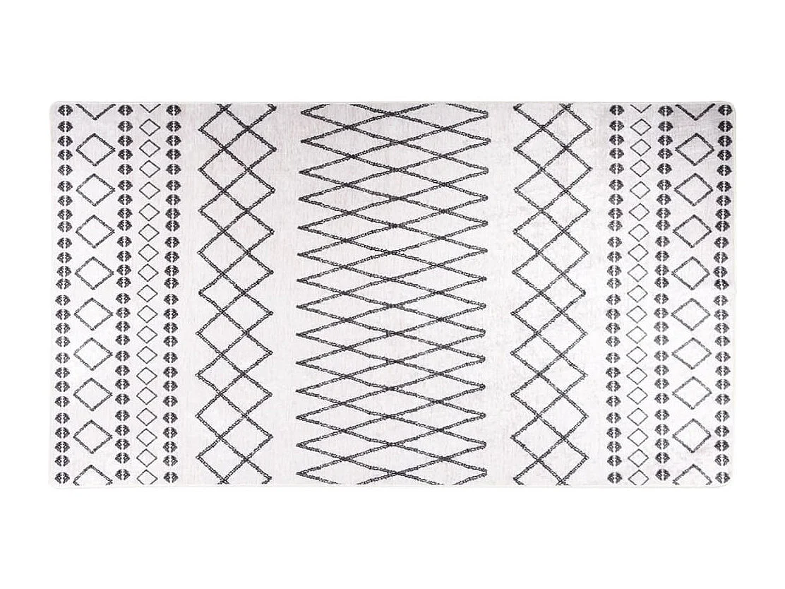 Tapis lavable antidérapant 190x300 cm noir et blanc
