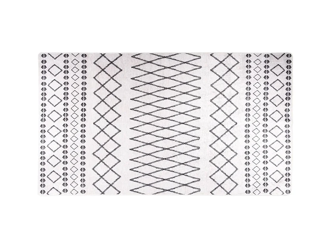 Tapete lavável antiderrapante 190x300 cm preto e branco