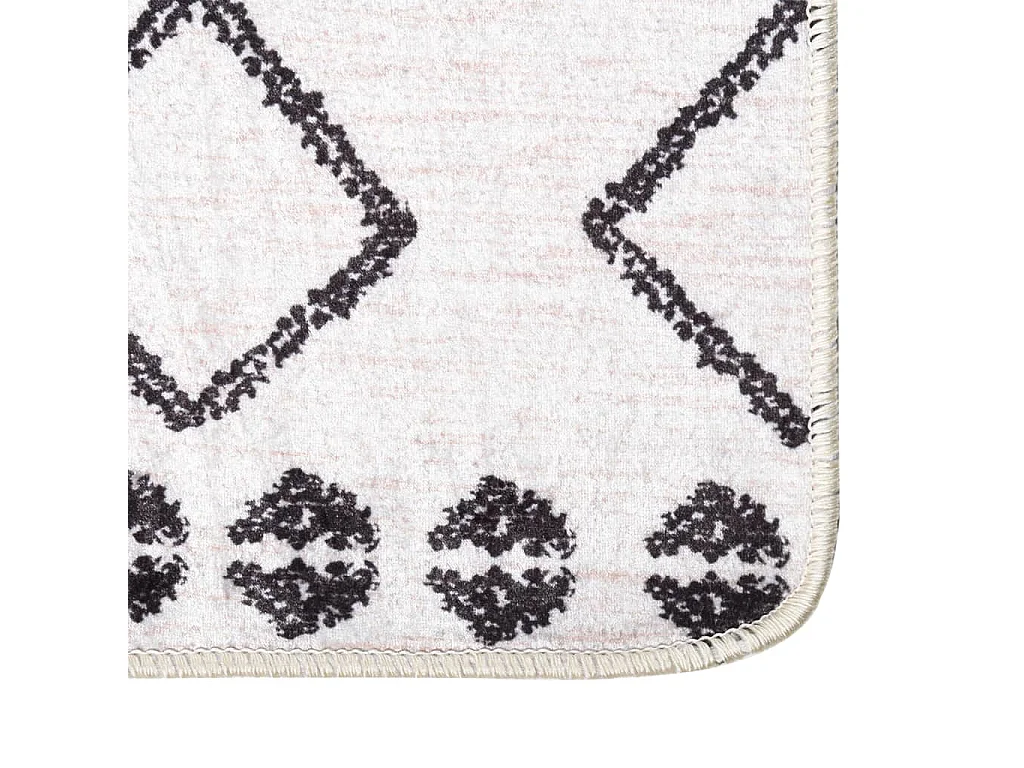Tapis lavable antidérapant 190x300 cm noir et blanc