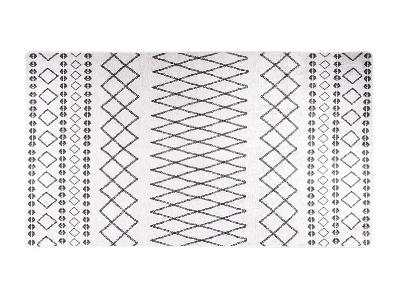 Tapis lavable antidérapant 190x300 cm noir et blanc