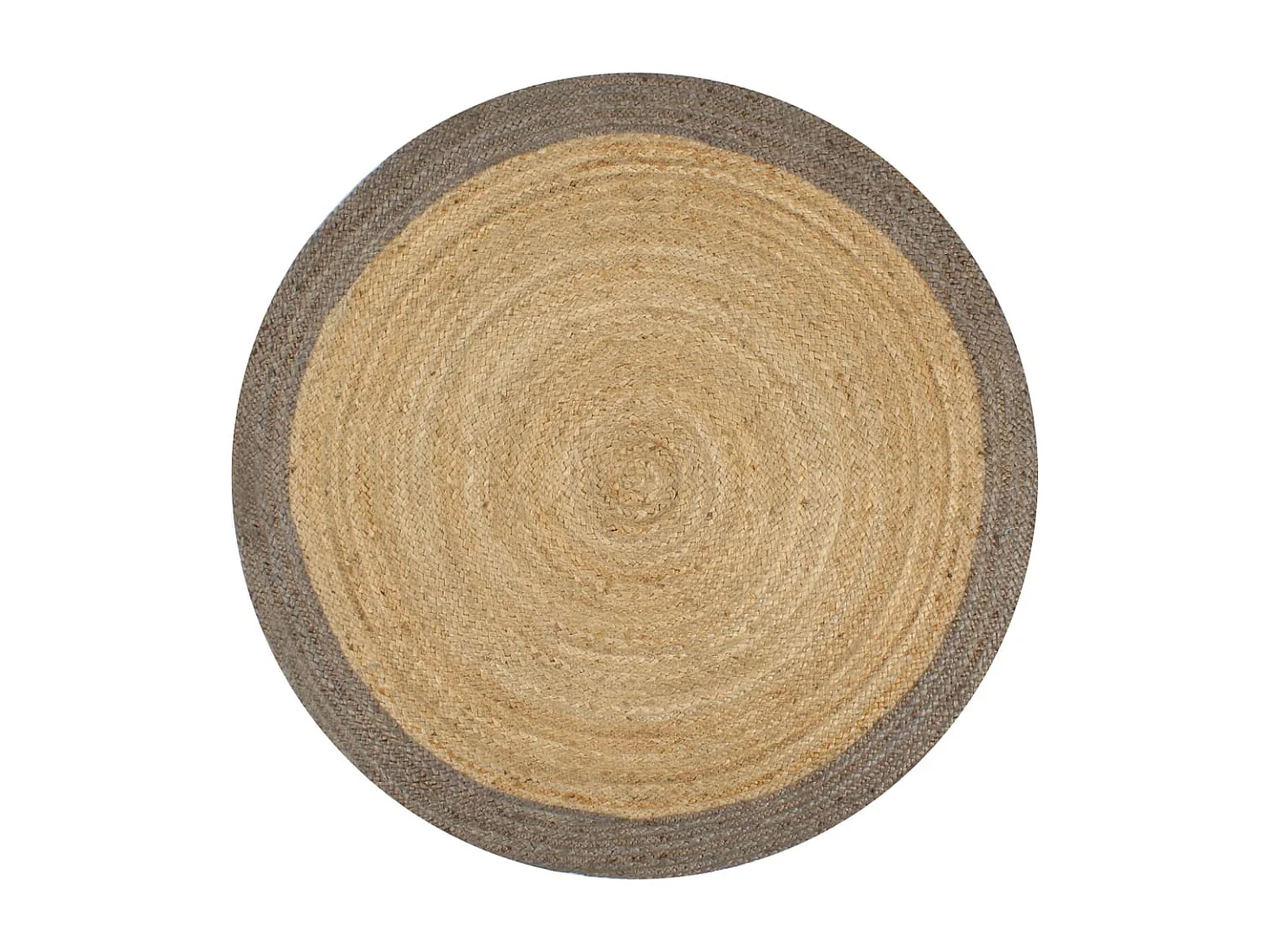 Tapete artesanal em juta com rebordo cinzento 90 cm