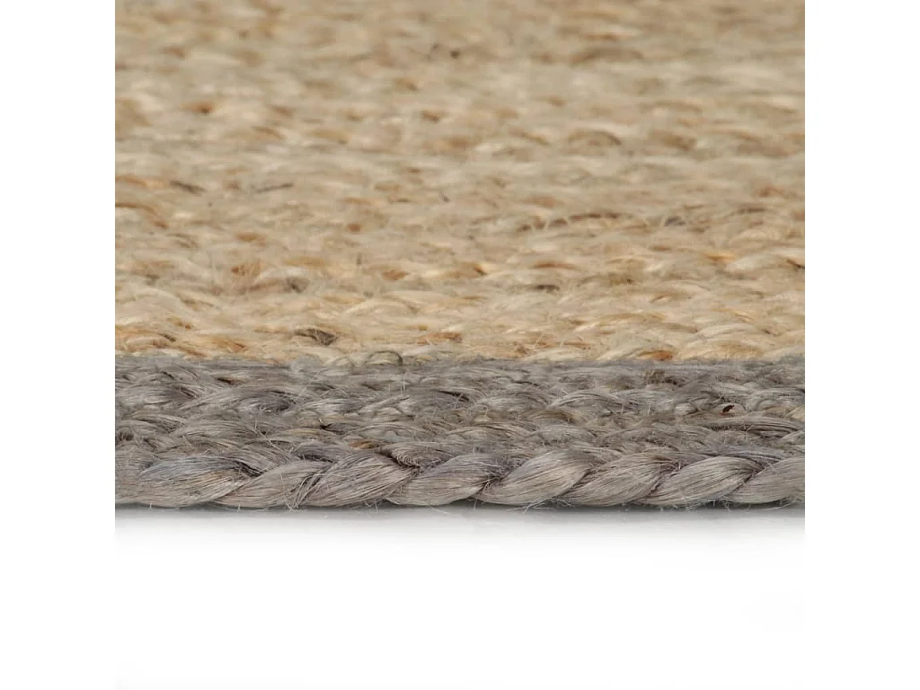 Tapete artesanal em juta com rebordo cinzento 90 cm
