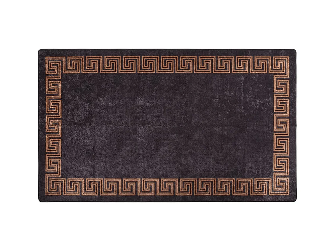 Tapete lavável antiderrapante 190x300 cm preto e dourado