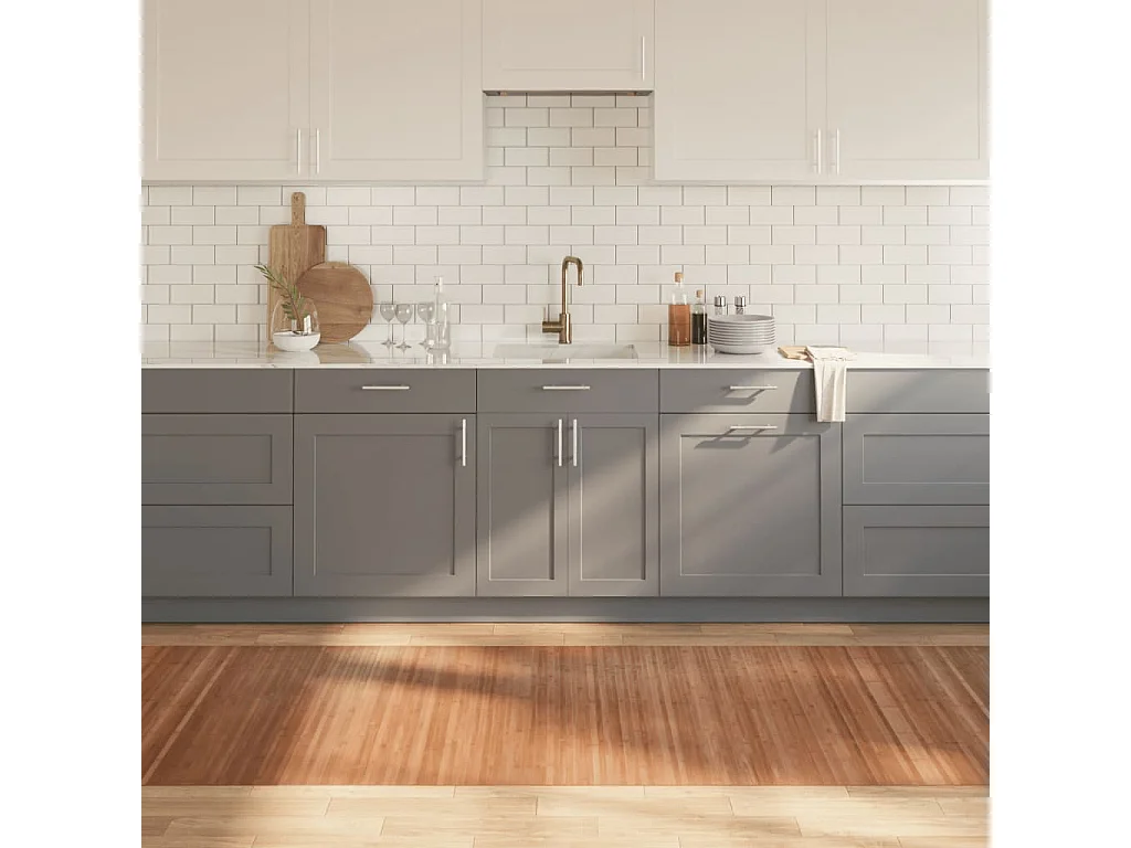 Tapis rectangulaire naturel 100x500 cm bambou