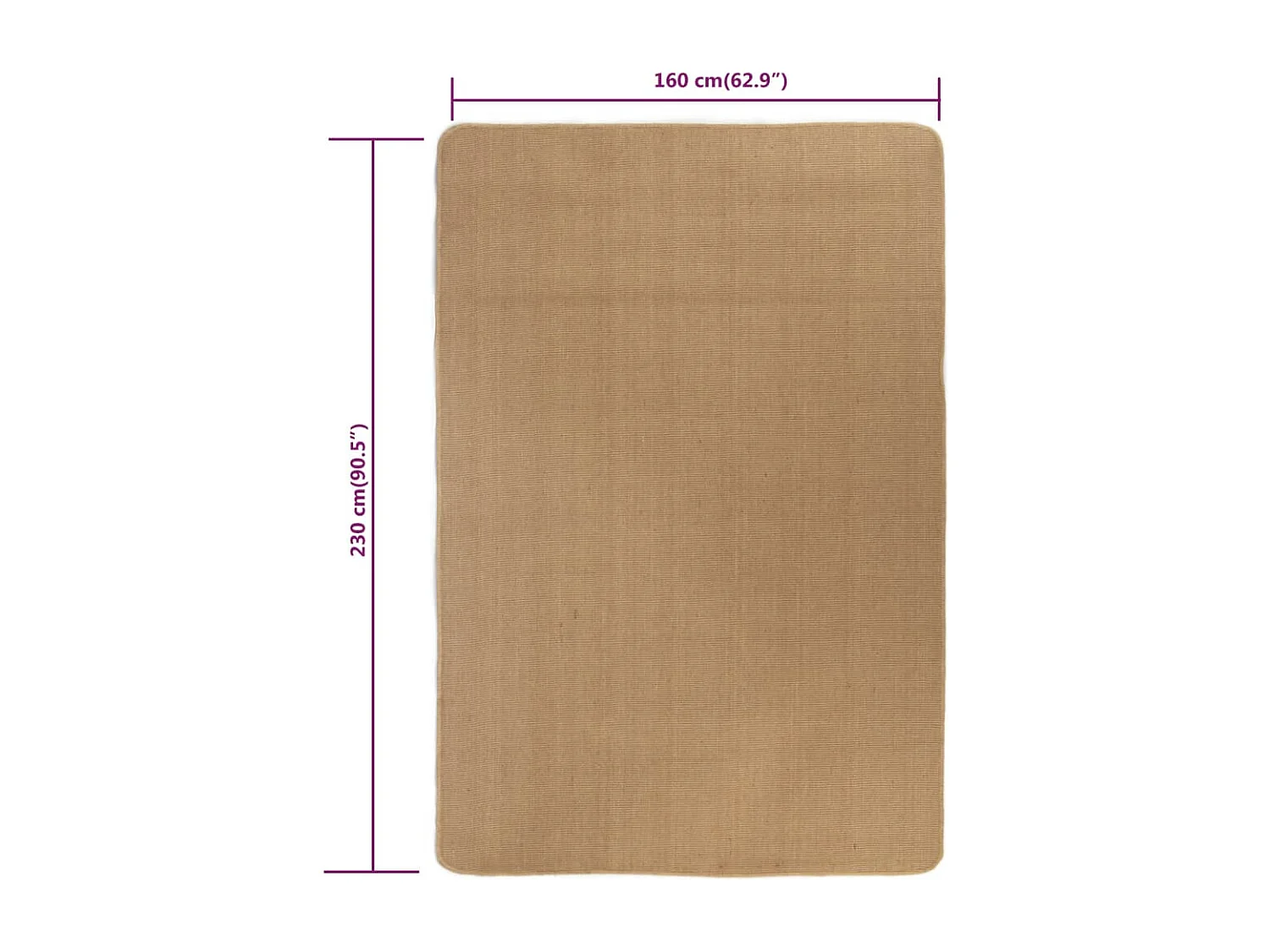 Tapis en jute avec support en latex 160 x 230 cm naturel