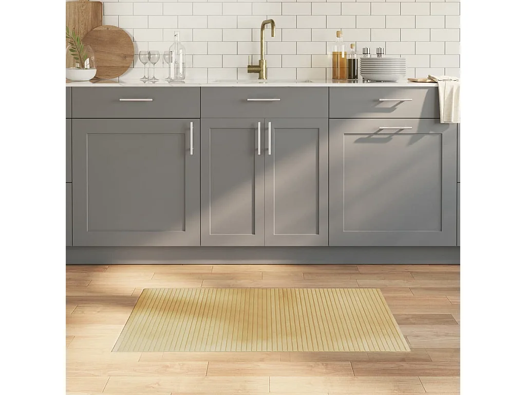 Tapis rectangulaire naturel clair 60x100 cm bambou