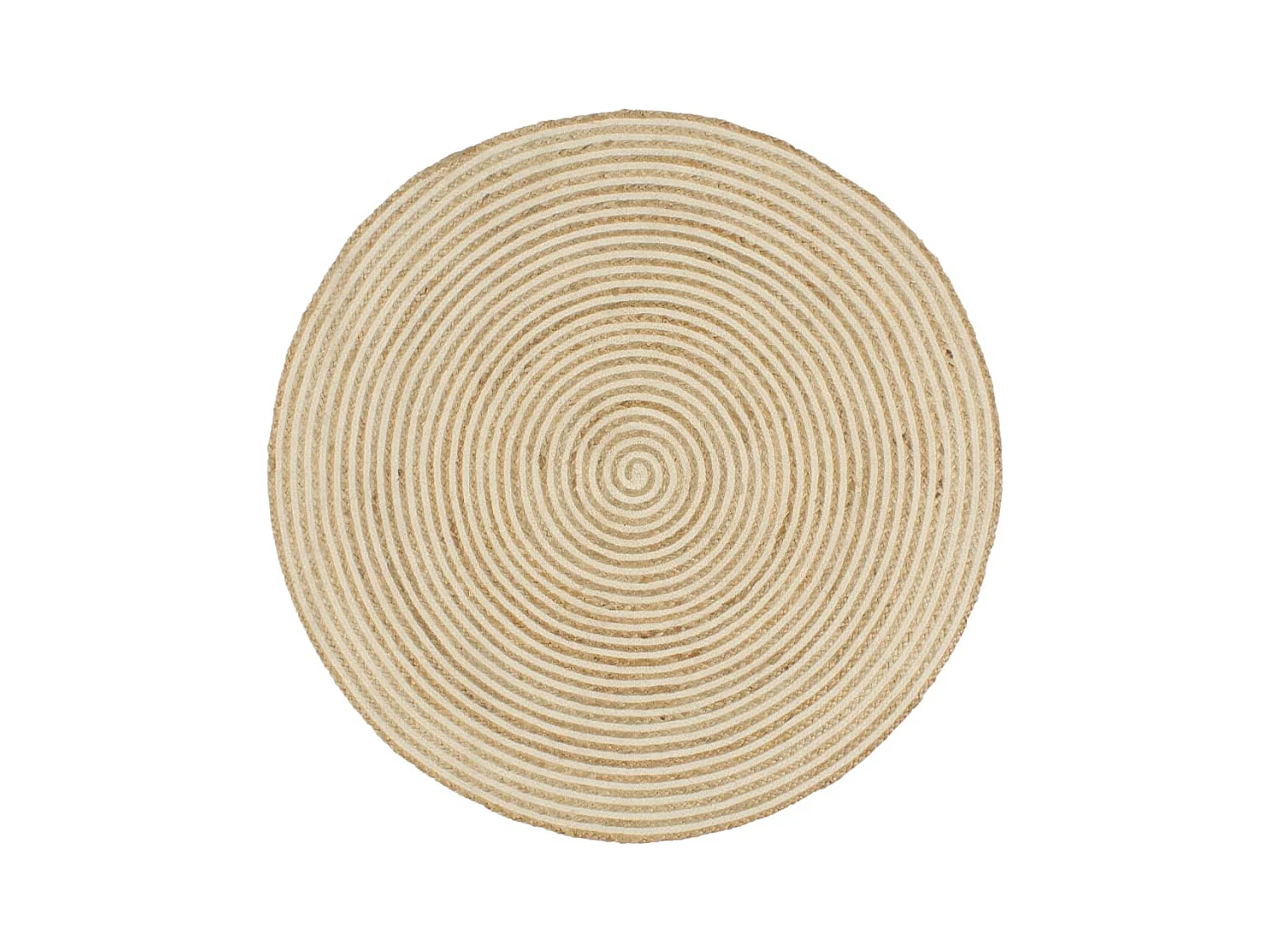 Tapis fait à la main jute avec design de spirale blanc 120 cm
