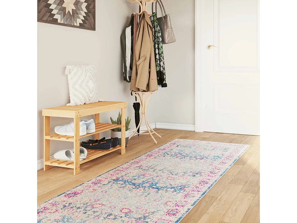 Tapis lavable multicolore 80x300 cm antidérapant