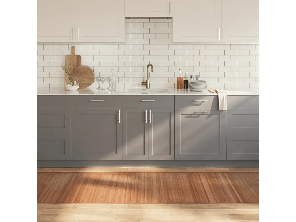 Tapis rectangulaire naturel 80x1000 cm bambou