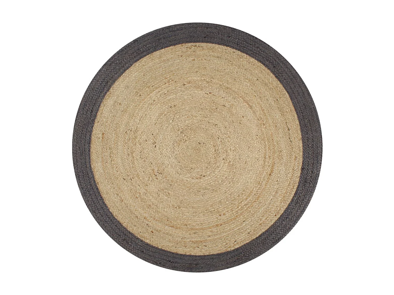 Tapis fait à la main jute avec bord gris foncé 90 cm