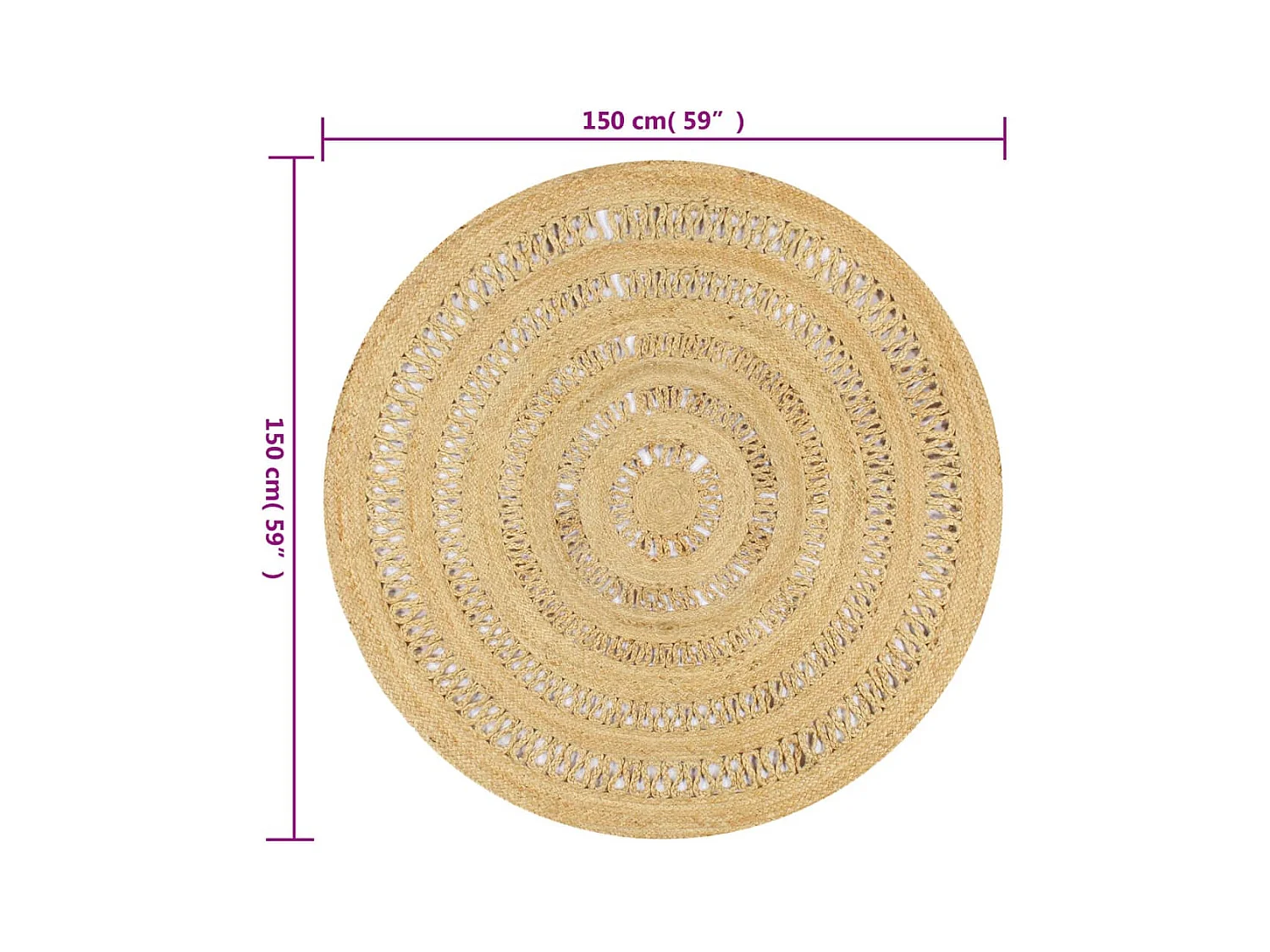 Alfombra tejida a mano de yute trenzado 150 cm