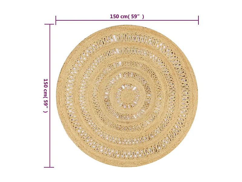 Tapis fait à la main jute tressée 150 cm