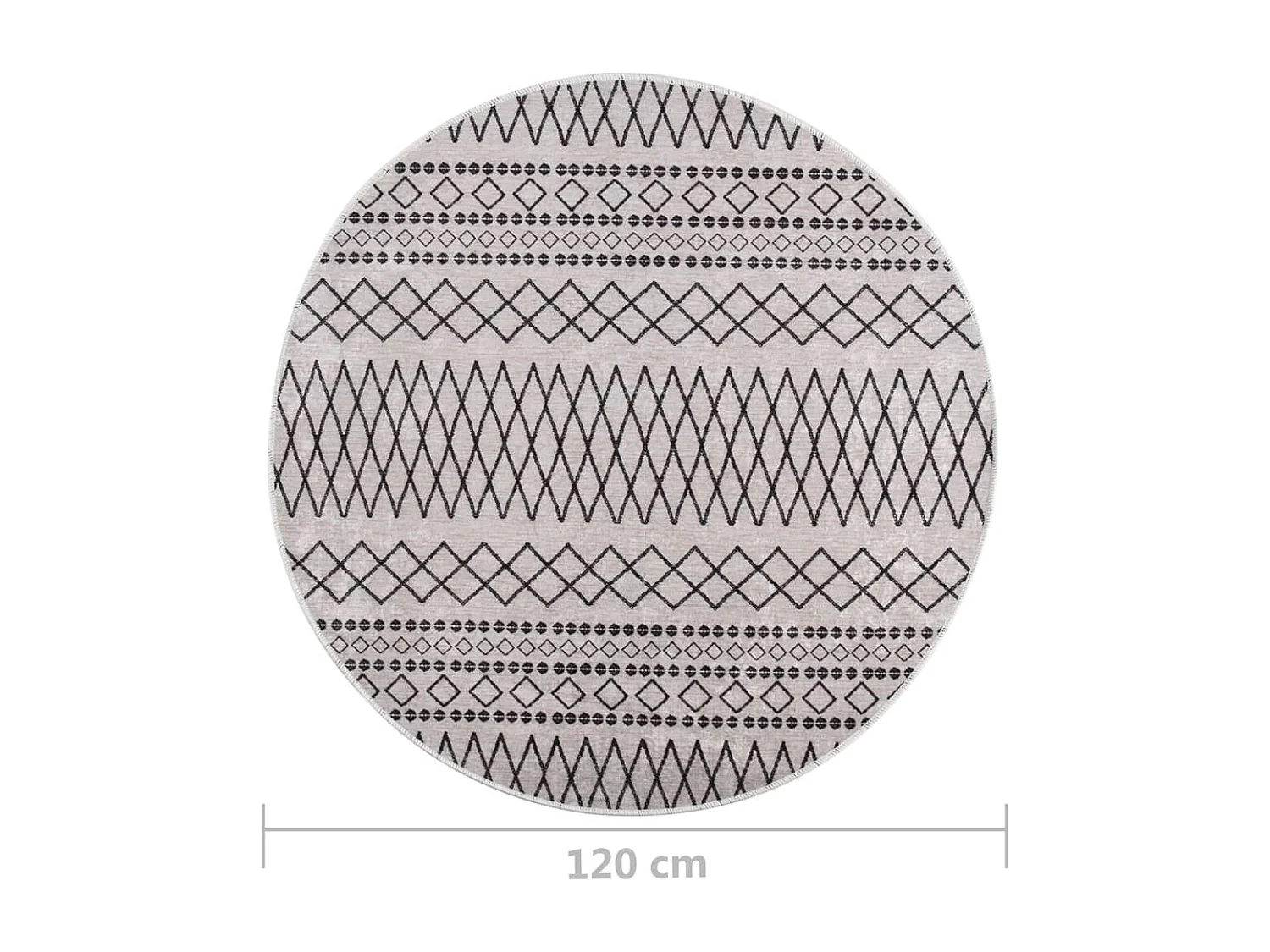 Tapete lavável antiderrapante f120 cm preto e branco