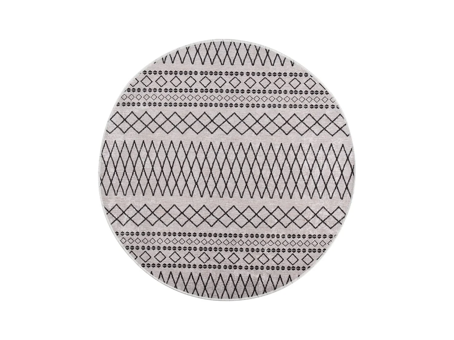 Tapis lavable antidérapant f120 cm noir et blanc