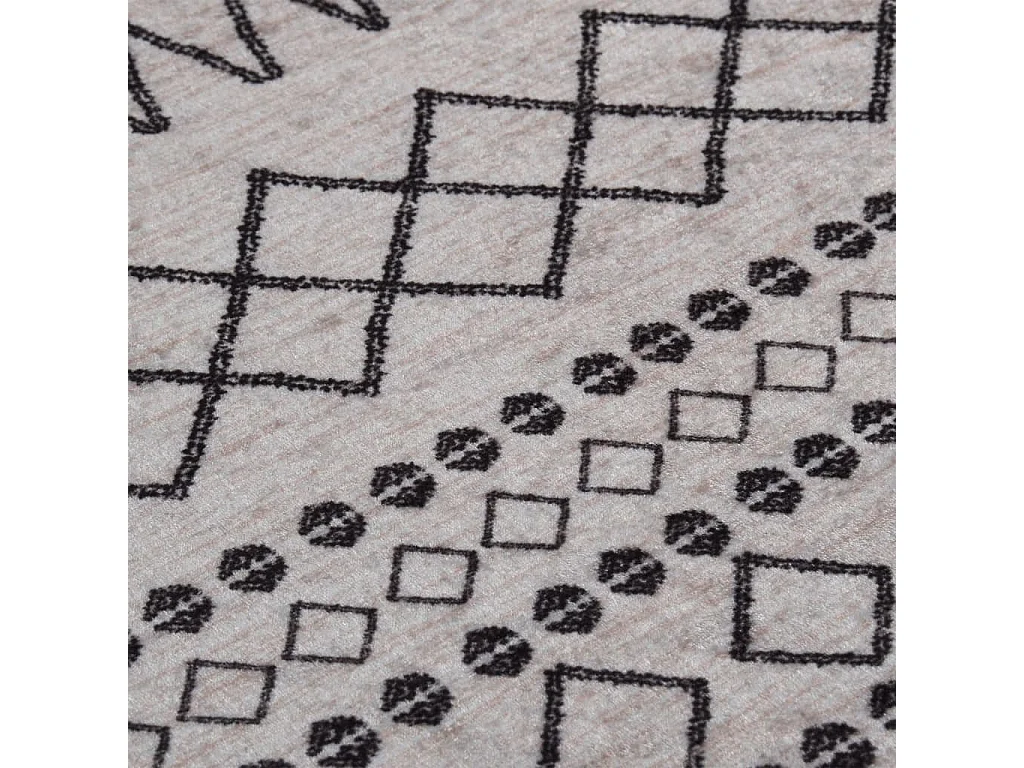 Tapis lavable antidérapant f120 cm noir et blanc