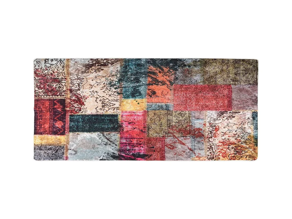 Tapete lavável antiderrapante 80x300 cm patchwork multicor