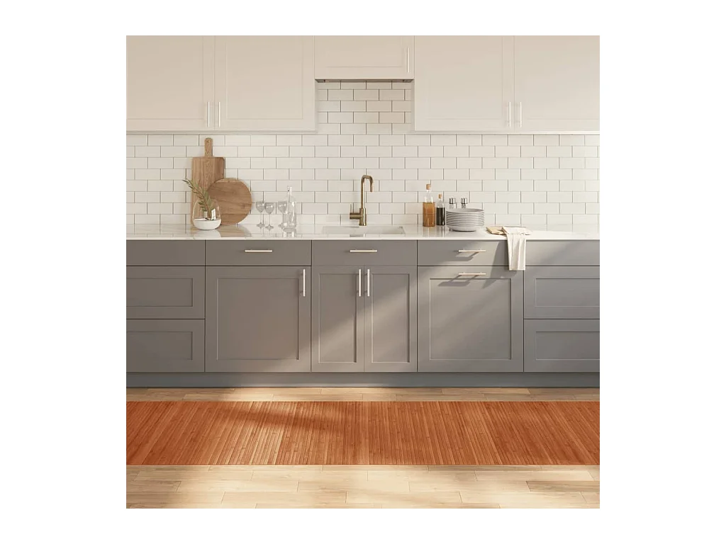 Tapete retangular 80x300 cm bambu castanho
